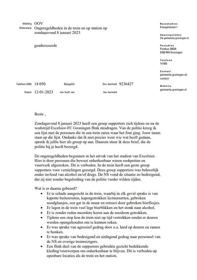 De ‘gesloopte’ trein en intimidatie door de politie Groningen