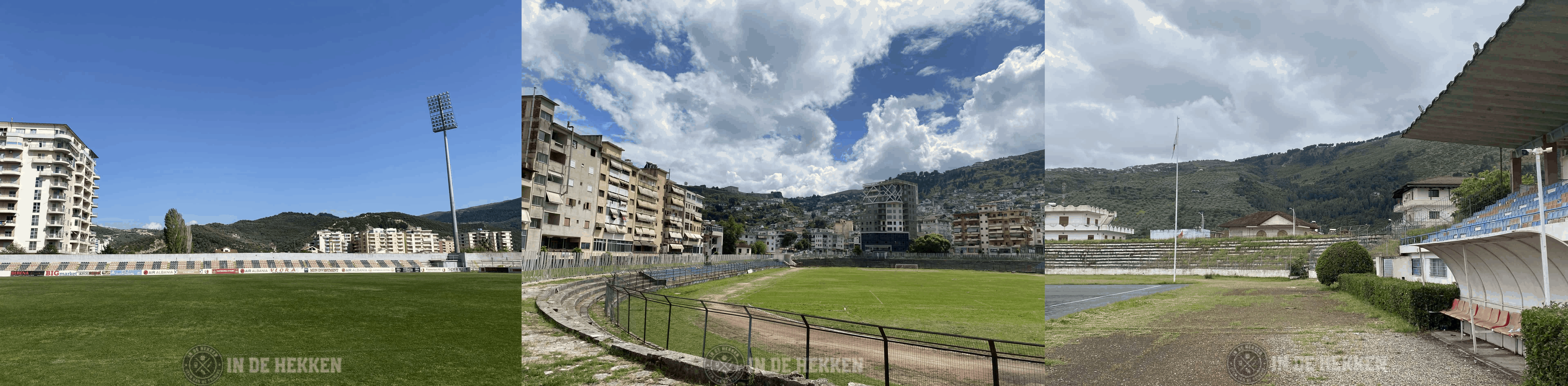 Fotogenieke stadions in Albanië: prachtig uitzicht en begroeide tribunes