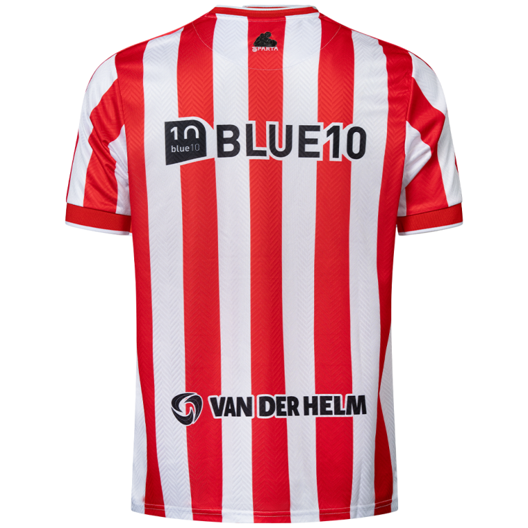 De achterkant van het thuisshirt van Sparta Rotterdam voor 2026-2027, met de sponsors Blue10 en Van der Helm