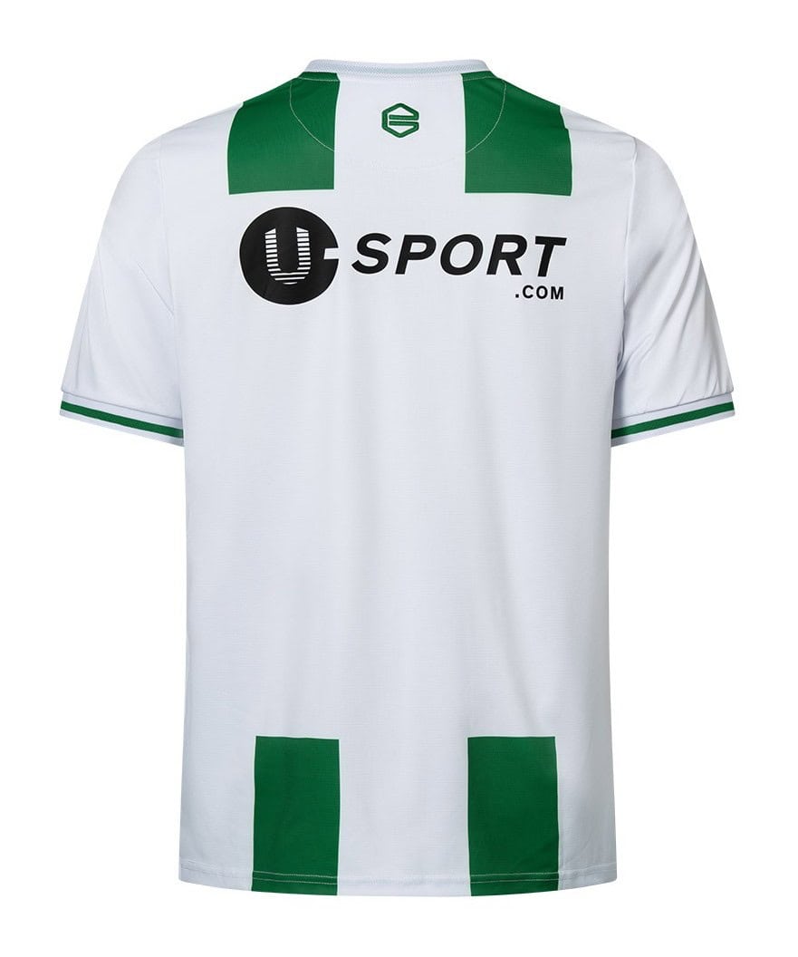 De achterkant van het wit-groene thuisshirt van FC Groningen voor 2026-2027, met de sponsor U-Sport